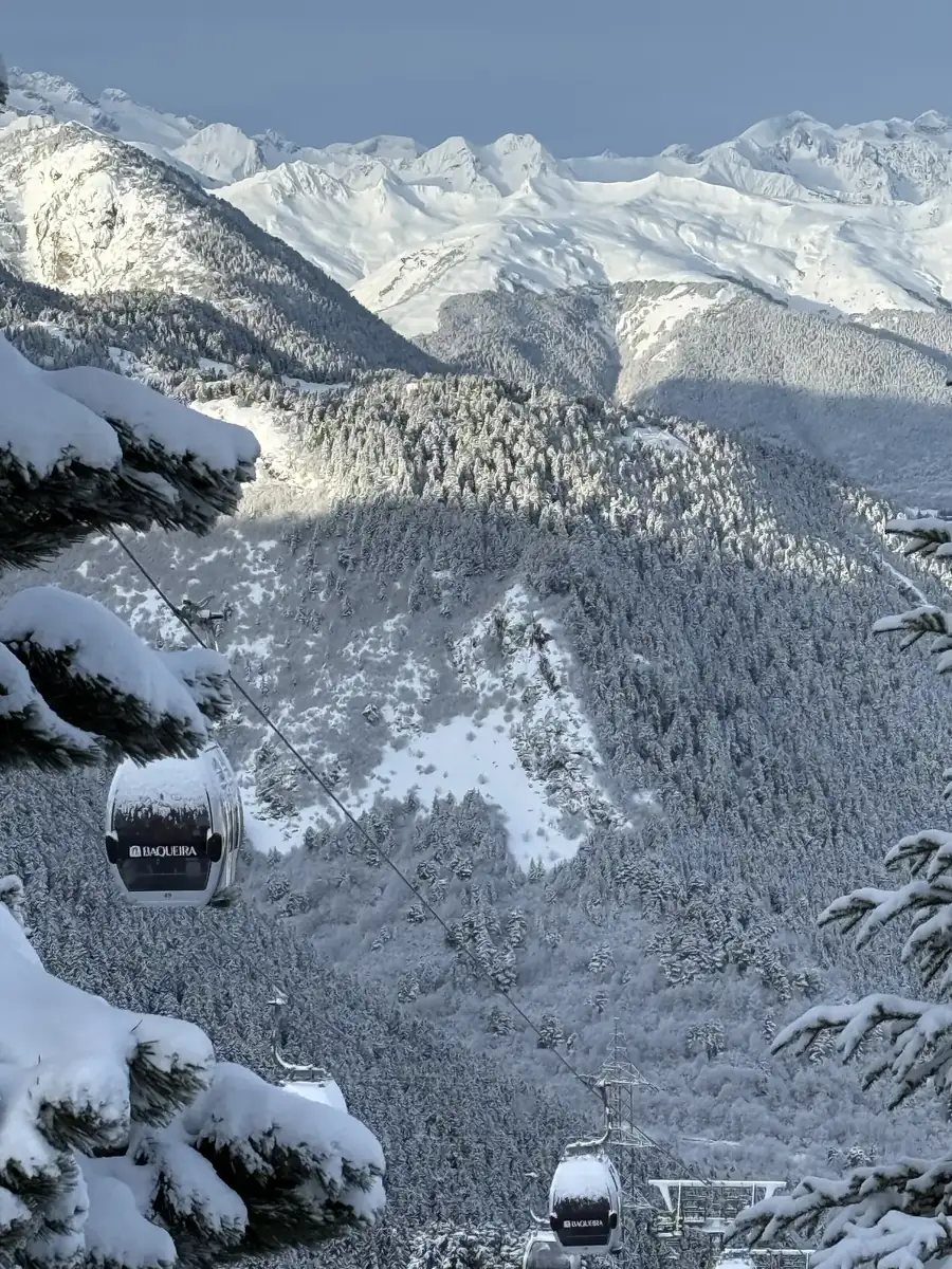 Vista dels vessants nevats des de la telecabina a Baqueira Beret — Alpine Ski Academy