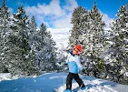 Nina posando feliz en un bosque — Alpine Ski Academy, Baqueira Beret